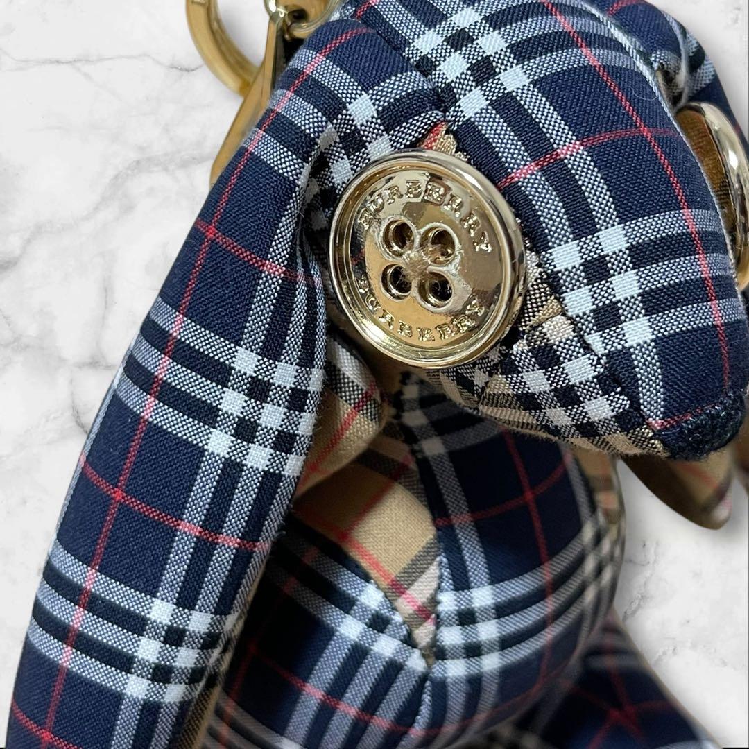 タグ付き！バーバリー チェック柄ラビット うさぎ チャーム コットン レザー