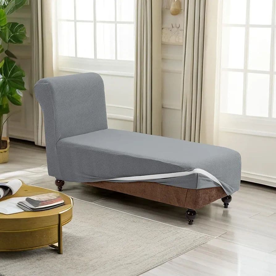 寝椅子カバー 肘なし長椅子カバー L字型ソファカバーライトグレー