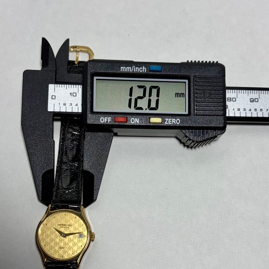 【稼働/新品電池/希少品】レイモンドウィル 腕時計 ゴールド文字盤 デイト