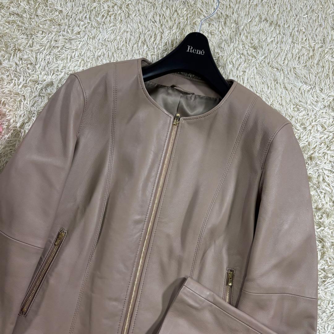 アナイ　2021s 現行タグ　羊革　ノーカラー　ピンクベージュ　ジャケット