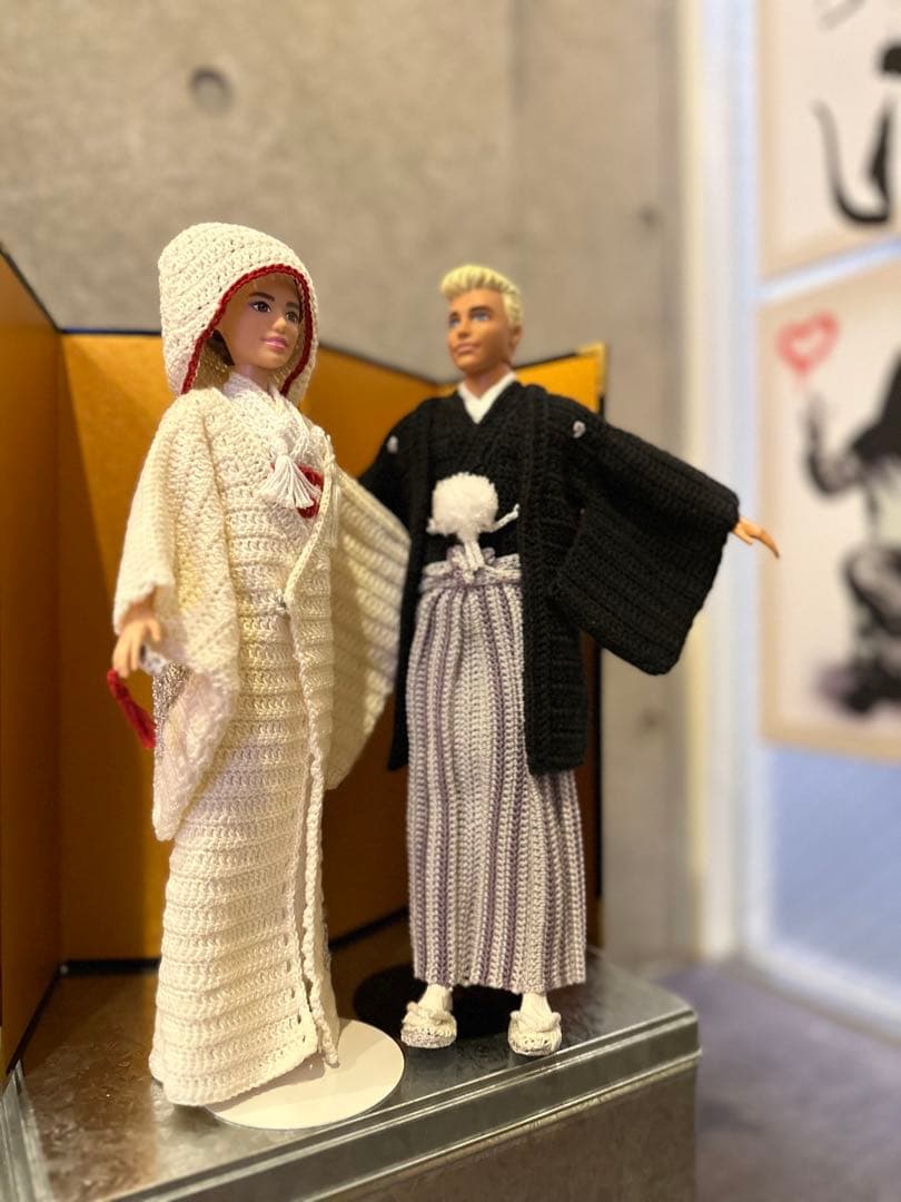 結婚式 和装バービー Handmade Wedding Kimono Dolls