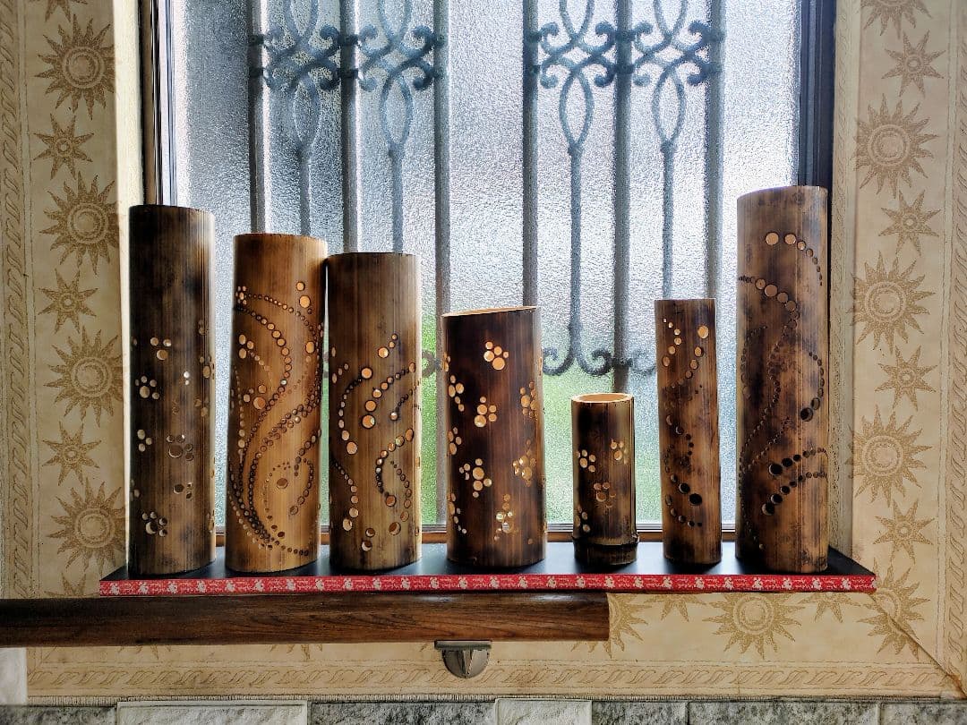 No.004t 竹灯り 和の心 ハンドメイド インテリア 竹灯籠