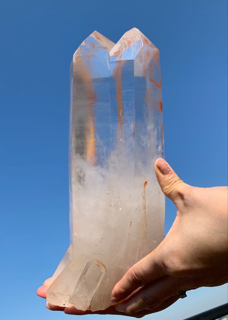 ブラジル産 レムリアン水晶 原石 約25cm ヘマタイト内包 大型