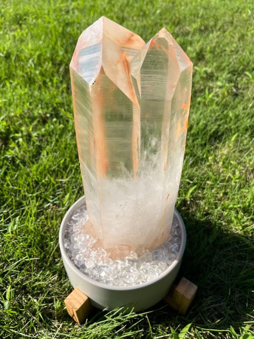 ブラジル産 レムリアン水晶 原石 約25cm ヘマタイト内包 大型