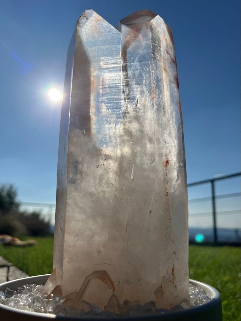 ブラジル産 レムリアン水晶 原石 約25cm ヘマタイト内包 大型