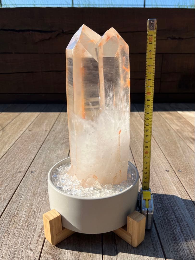 ブラジル産 レムリアン水晶 原石 約25cm ヘマタイト内包 大型