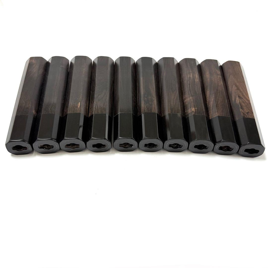 10本セット 黒水牛角 薄刃7寸 黒檀八角柄 薄刃210 手作り 包丁の柄