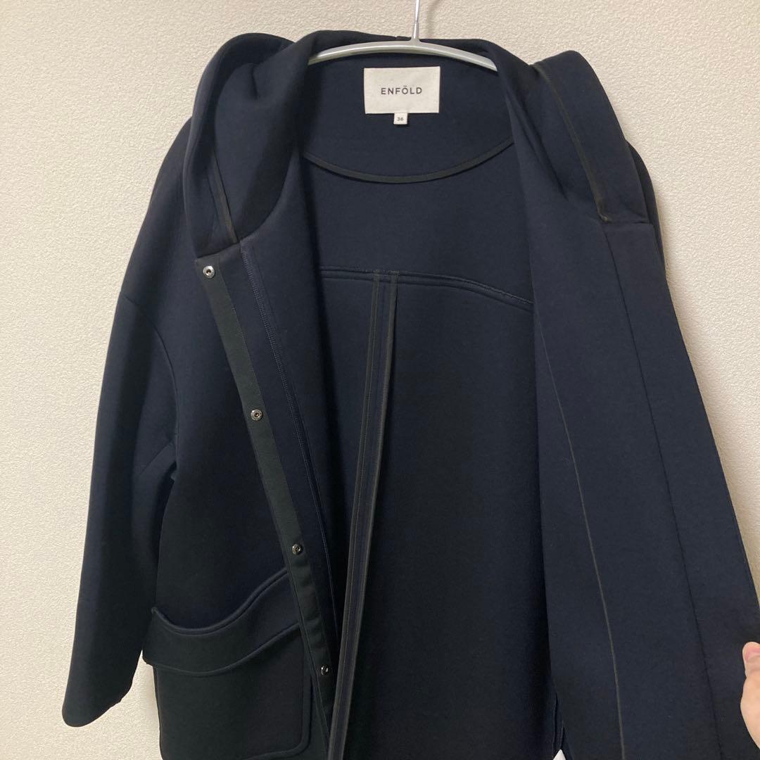 エンフォルド フーデット ボンディングコート 36サイズ ネイビー