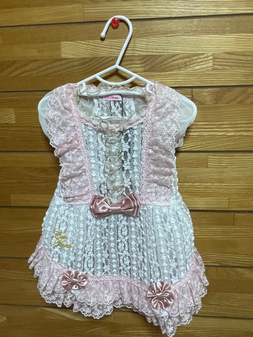 きゃんナナ 犬服 サマーレースワンピース Ｌサイズ モーブピンク