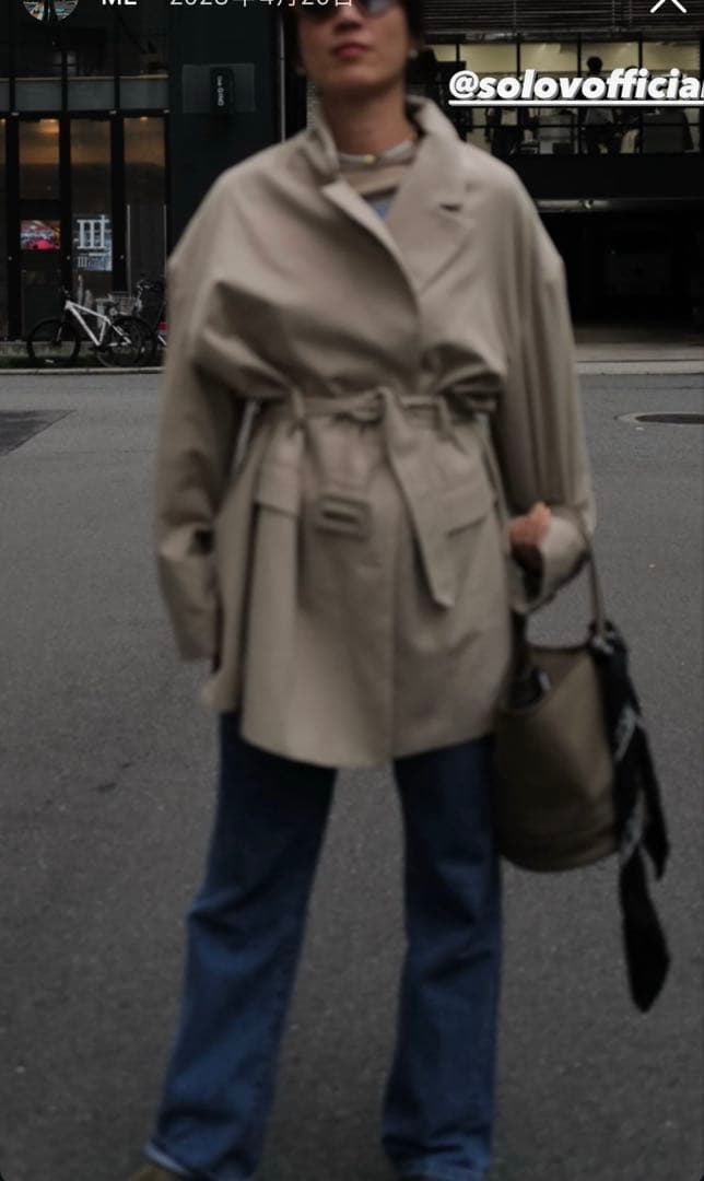 ジャケット・アウター SOLOV OVERSIZED BELTED JACKET