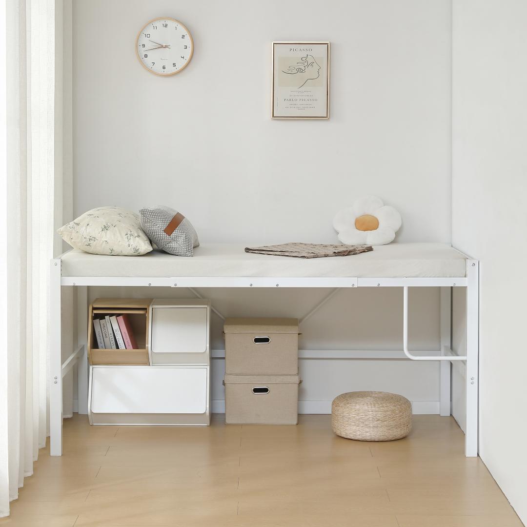 限定価格！ロフトベッド【高さ90CMｘSD・セミダブル】高さ調整可能 WHITE