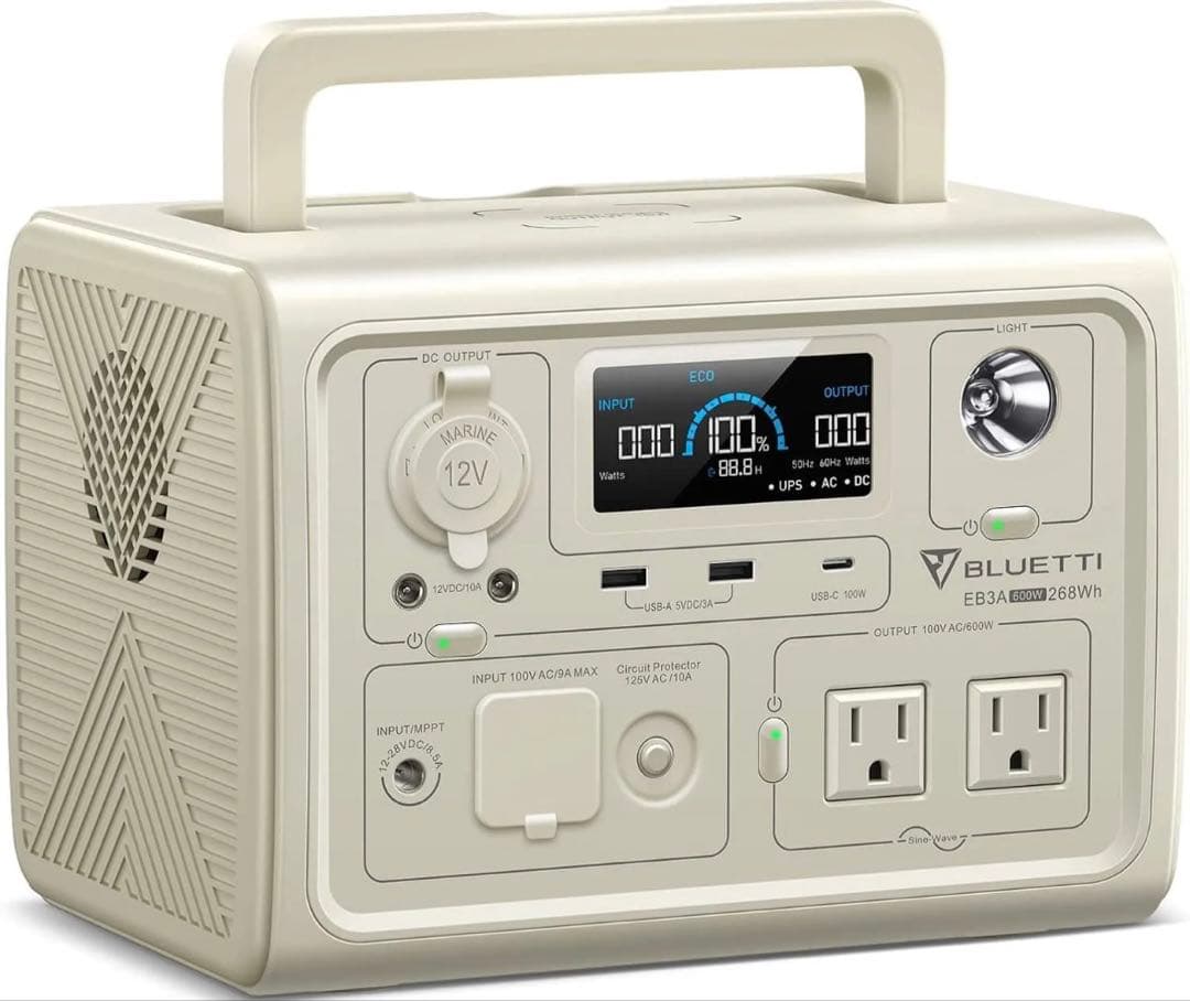 BLUETTI ポータブル電源EB3A 268Wh 600W ほぼ未使用