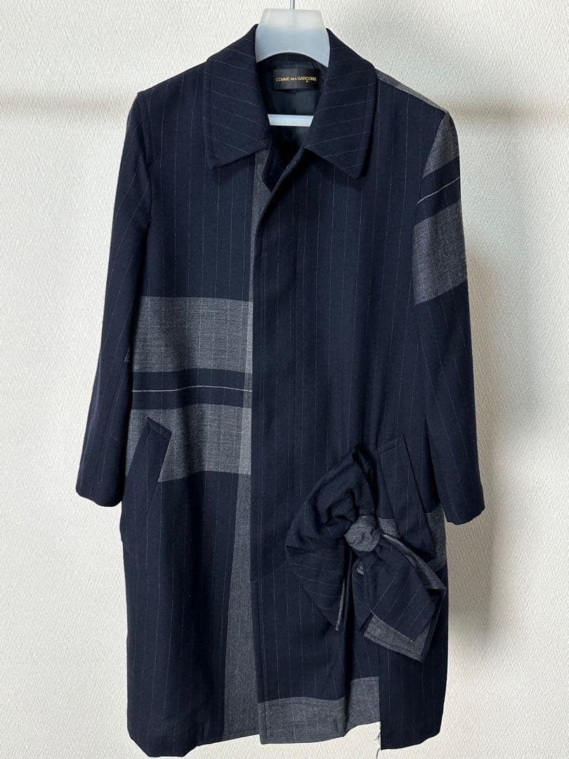コムデギャルソン 03aw リボン装飾 切り替えステンカラーコート