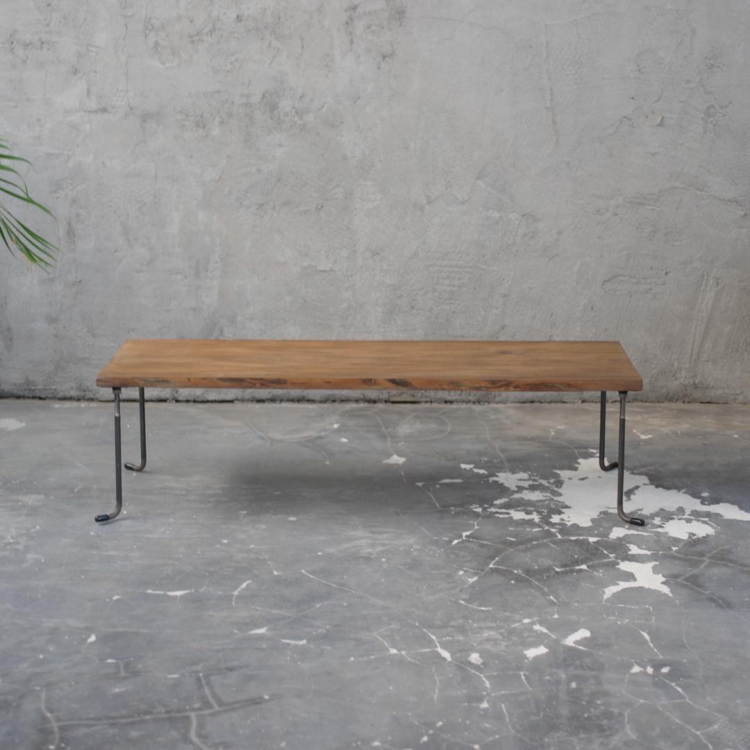 【現品販売】アイアン ローテーブル 一枚板 鉄脚 一枚板 木 テーブル t58