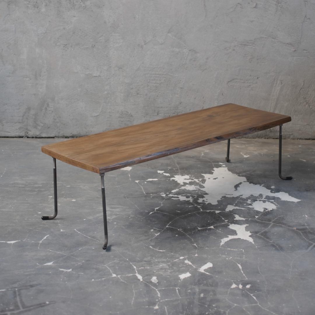 【現品販売】アイアン ローテーブル 一枚板 鉄脚 一枚板 木 テーブル t58