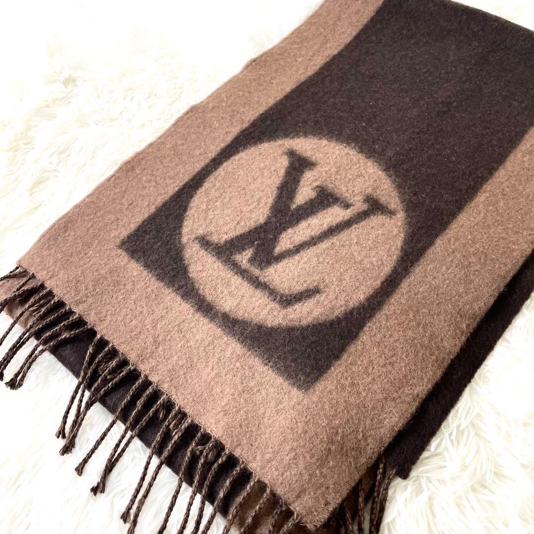 ルイヴィトン　マフラー　M72204 ウール×アンゴラ ブラウン デカロゴ