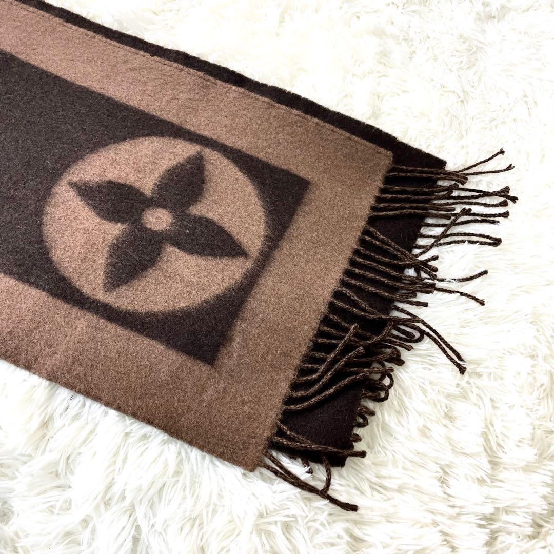 ルイヴィトン　マフラー　M72204 ウール×アンゴラ ブラウン デカロゴ