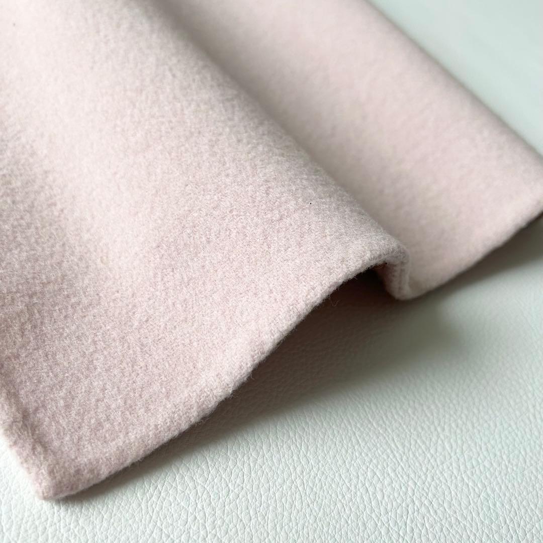 3072y美品 ユナイテッドアローズ ノーカラーロングリバーコート ピンク