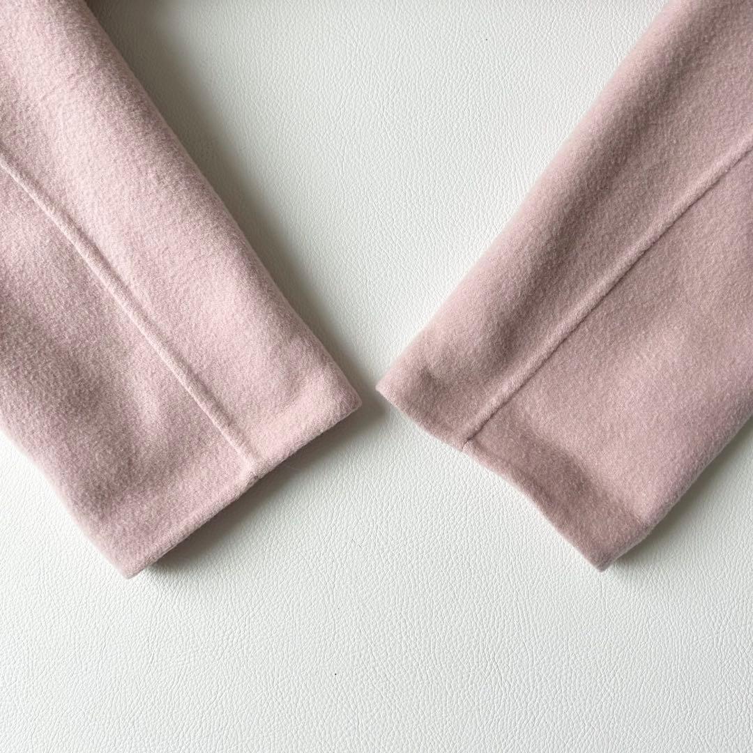 3072y美品 ユナイテッドアローズ ノーカラーロングリバーコート ピンク