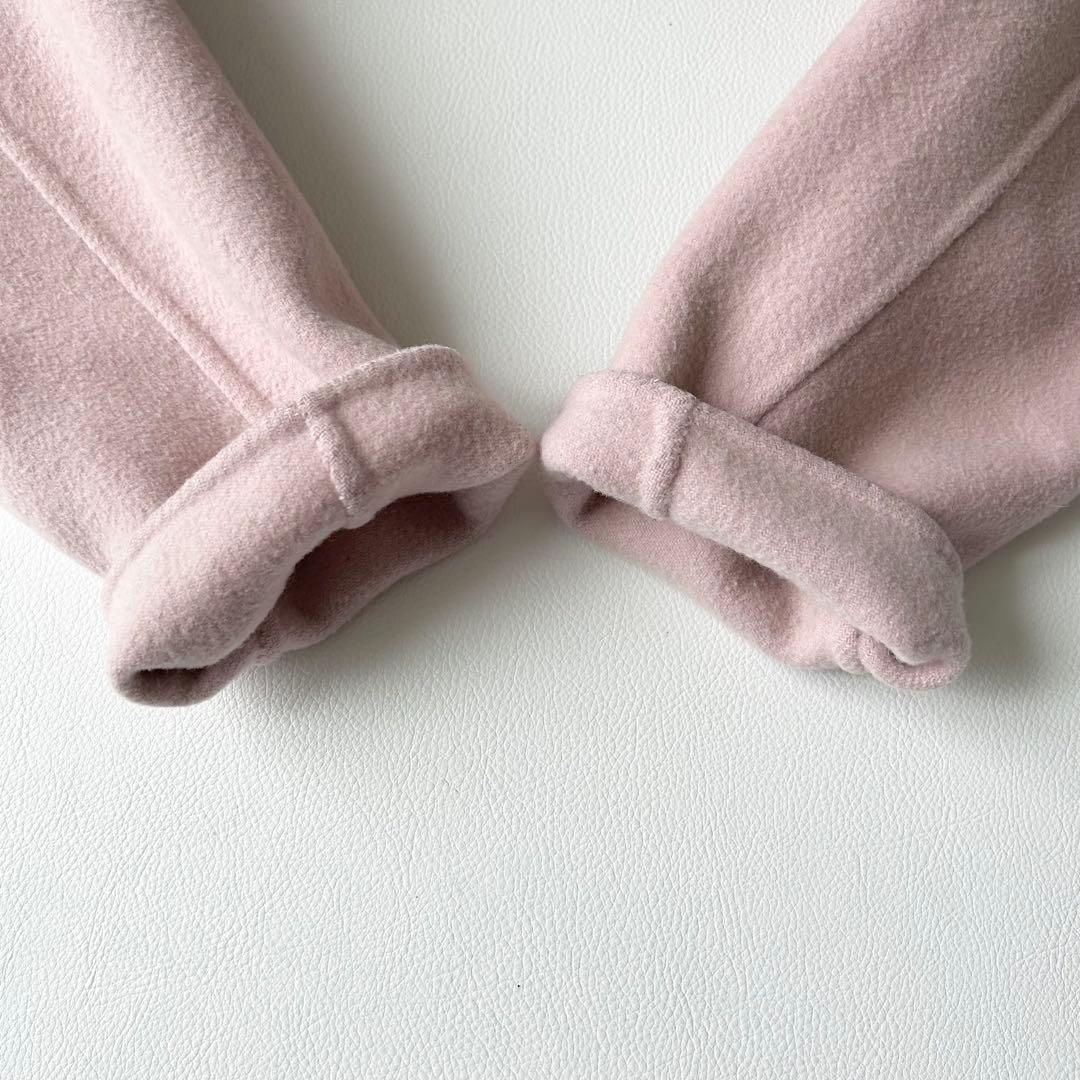 3072y美品 ユナイテッドアローズ ノーカラーロングリバーコート ピンク