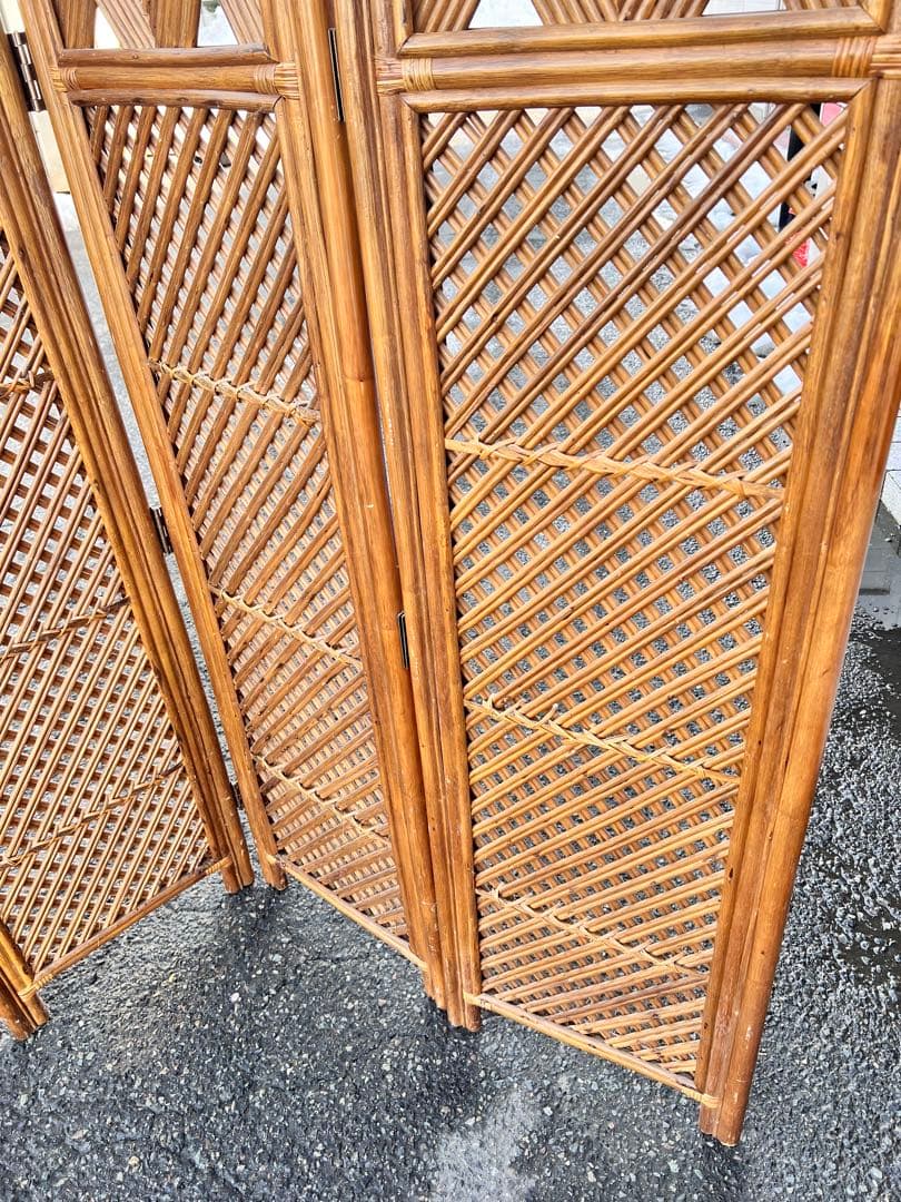 パーテーション ラタン パーティション 籐 衝立 おしゃれ 間仕切り 4連 和風