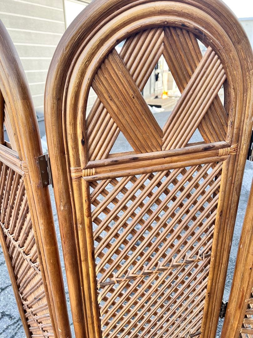 パーテーション ラタン パーティション 籐 衝立 おしゃれ 間仕切り 4連 和風