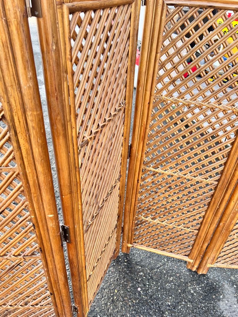 パーテーション ラタン パーティション 籐 衝立 おしゃれ 間仕切り 4連 和風