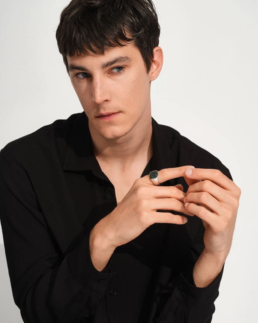 アクセサリー TOMWOOD / Cushion Green Marble Ring / 50