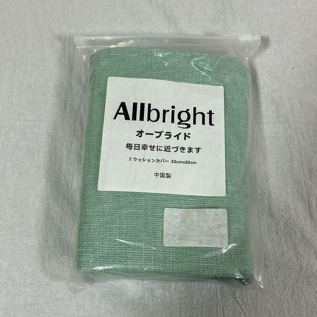 ミントグリーン クッションカバー 約50cm×30 cm リネンっぽい 2枚組