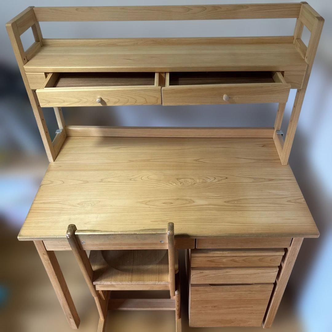 キシル 学習机 無垢材 フルセット 椅子付き
