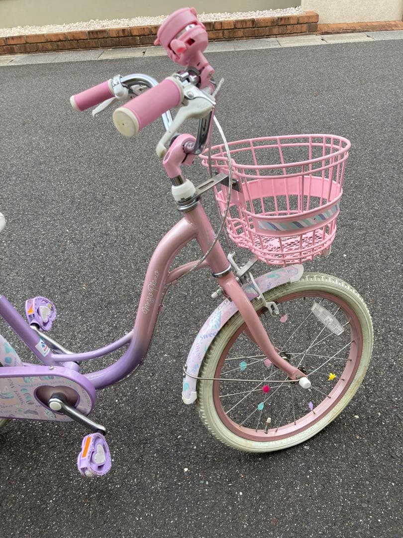 【美品】メゾピアノ 18インチ 子供用自転車 ピンクパープル 屋内保管 直接引渡