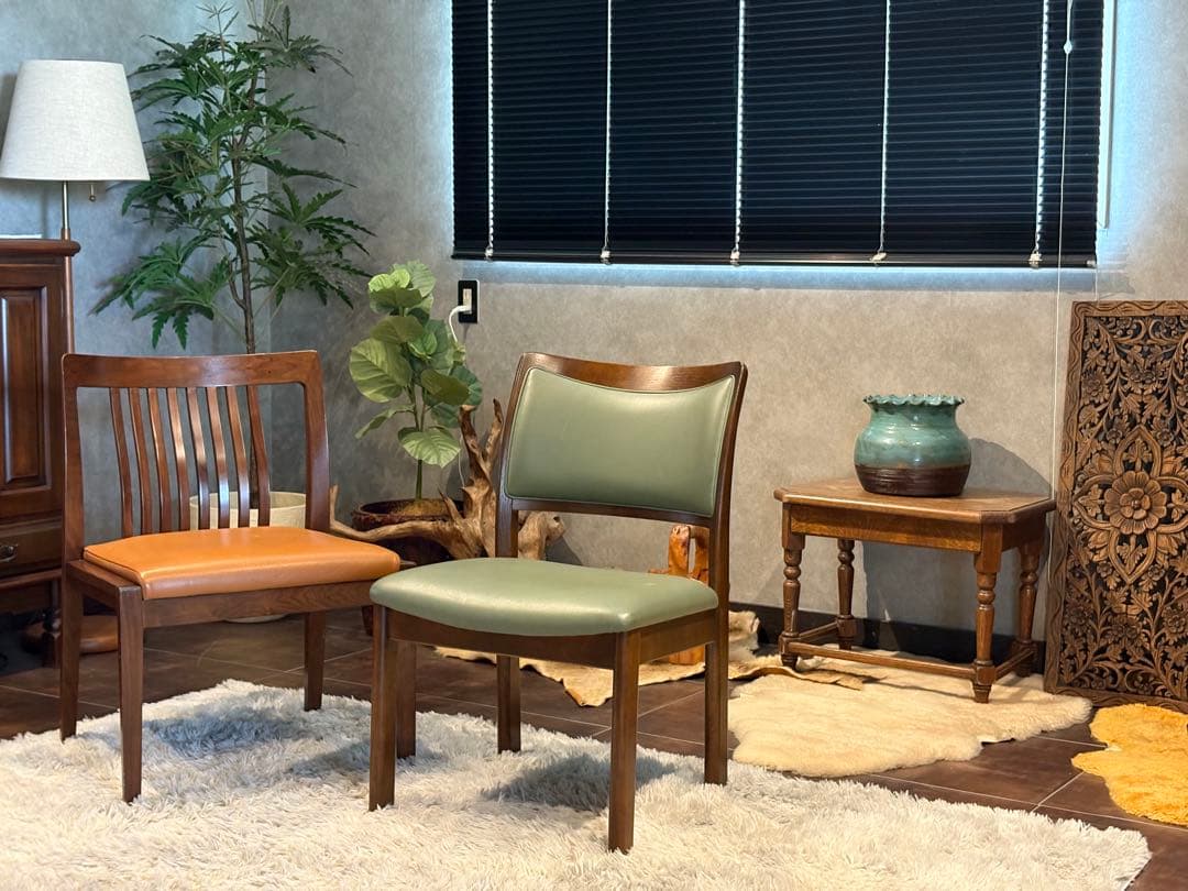 希少　飛騨産業　グリーンレザー　domani ドマーニ　スポークチェア　nG