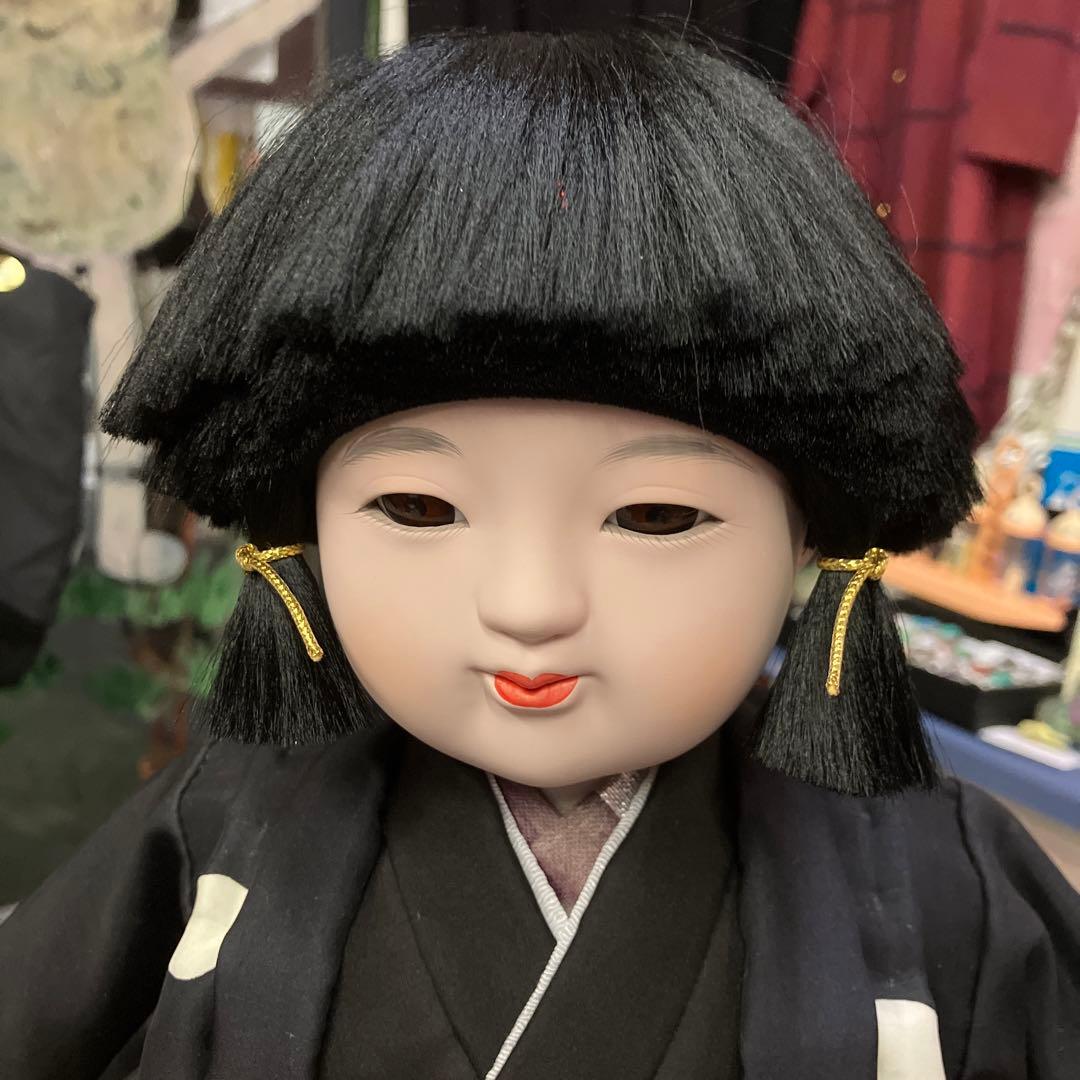 市松人形 陶器製 黒金衣装