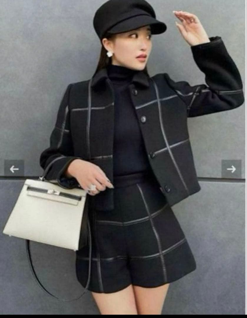 sheller /シェリエ　レザーチェックコート