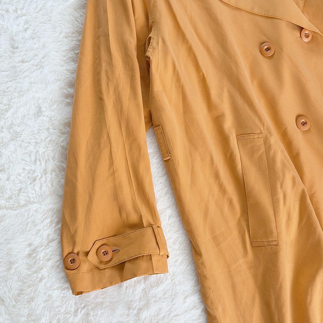 極美品✨【ディオール】シルク100%ダブルトレンチコート マスタードイエロー M