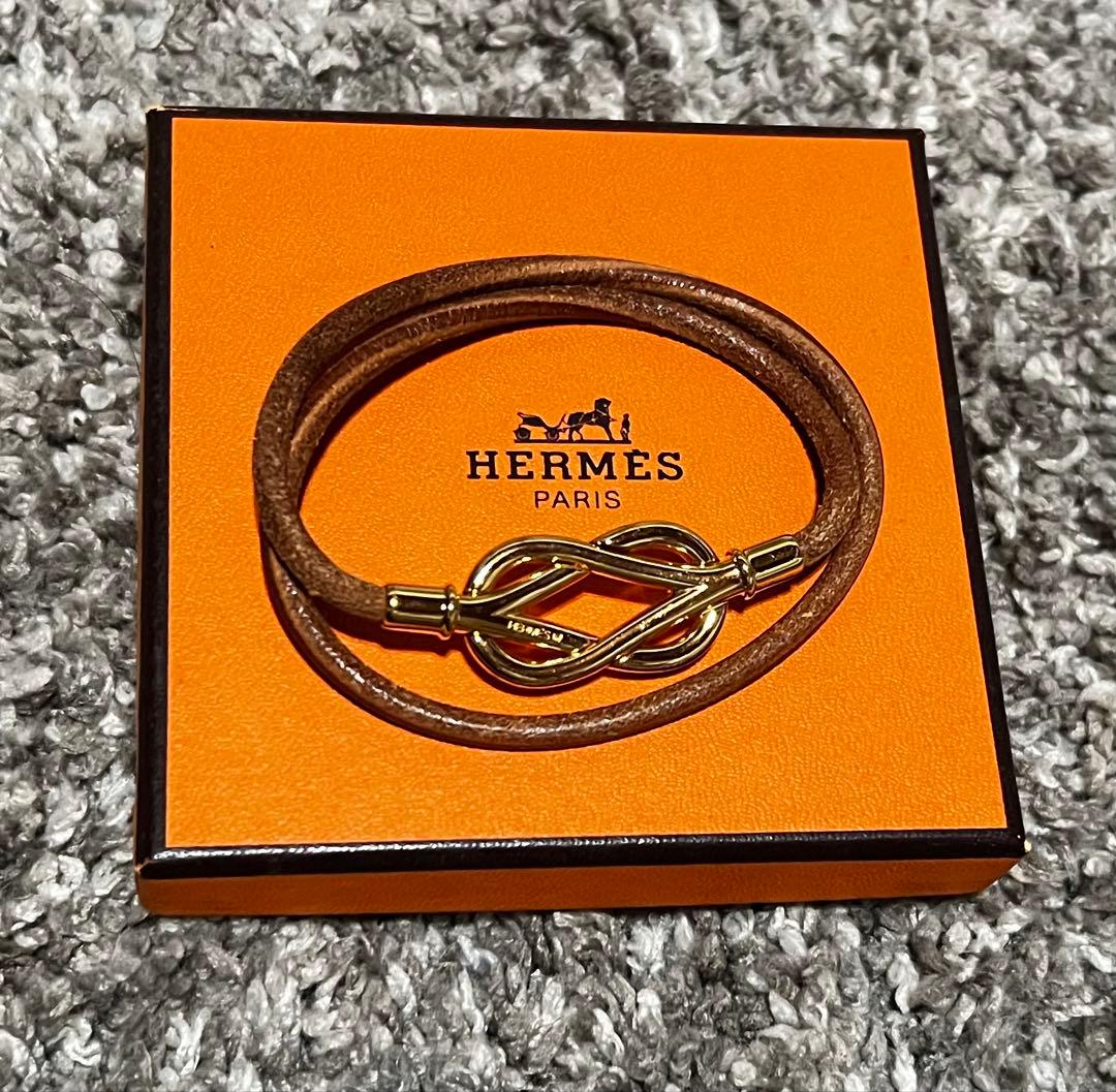 エルメス　アタメ　チョーカー　ブラウン　ゴールド金具　箱付き