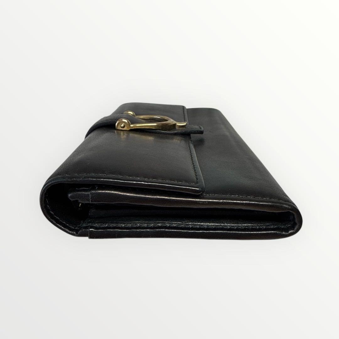 美品❗️GUCCI 黒レザー長財布 ゴールド金具