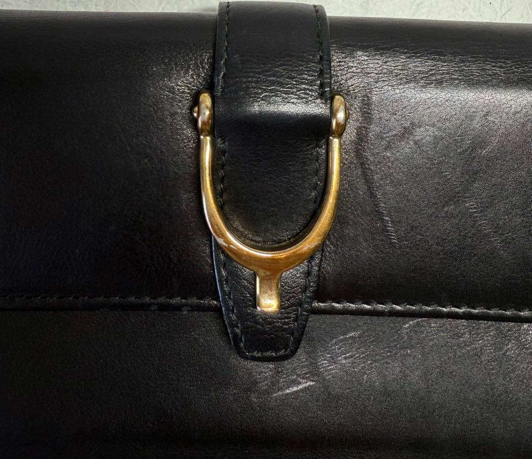 美品❗️GUCCI 黒レザー長財布 ゴールド金具