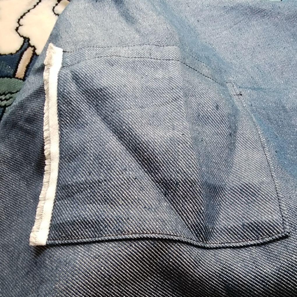 ポーランドリネンデニムのエプロン ハンドメイド