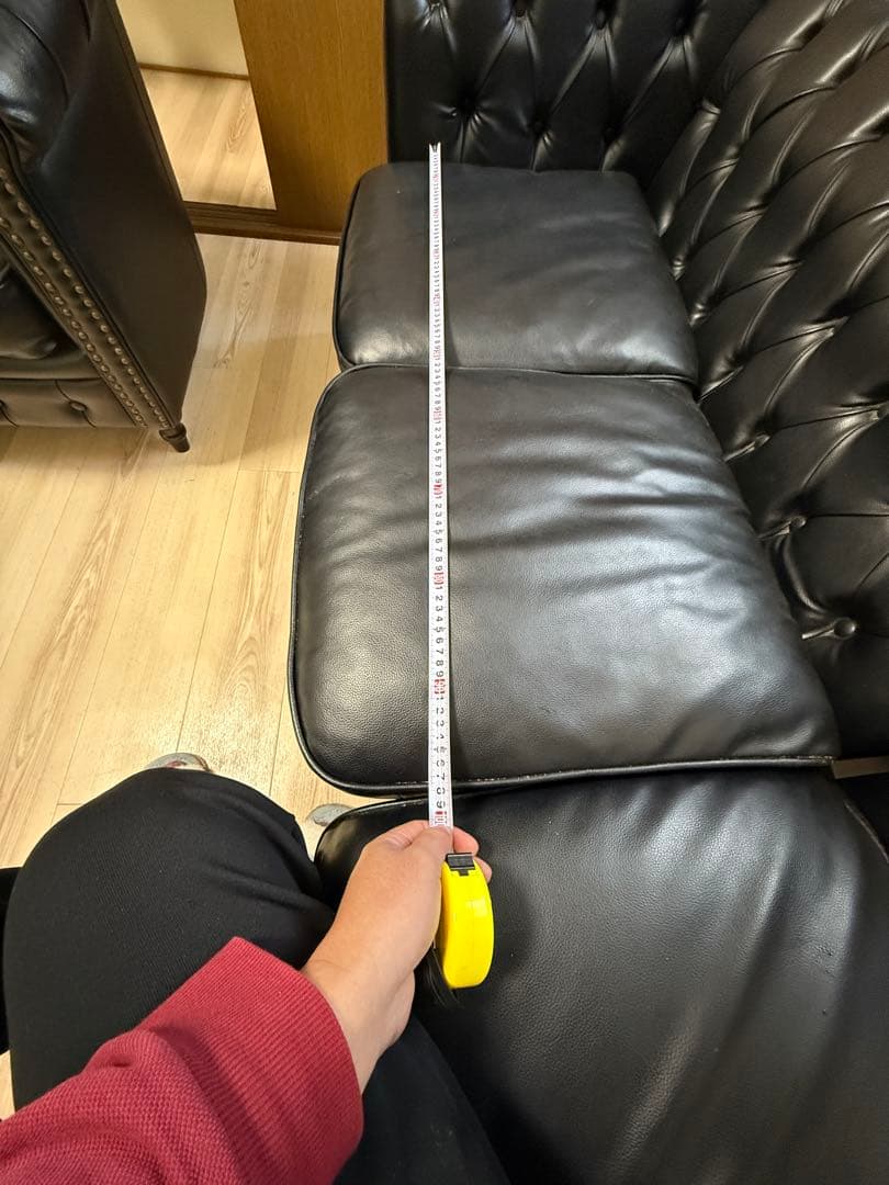 ブラック レザー チェスターフィールド コーナーソファ