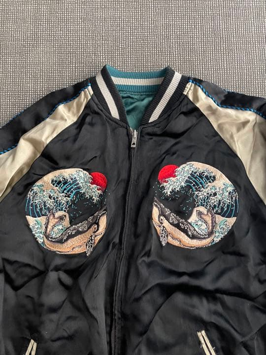 花旅楽団　スカジャン　鯨　日の丸　富士