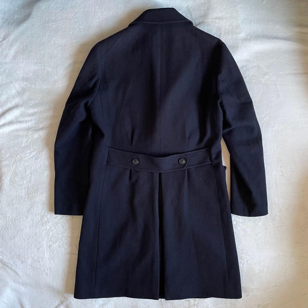 モアレス BEAMS ヘリンボーンカシミヤ混チェスターコート XL 紺