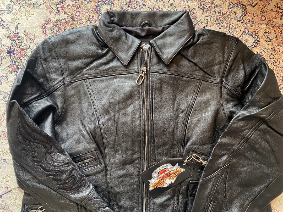 新品未使用HARLEY-DAVIDSON ブラックレザーピンストジャケット極上