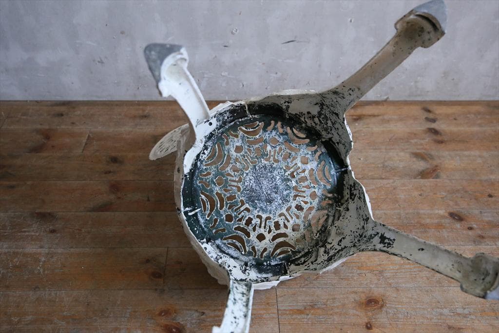 フランスアンティークメタル製ガーデンチェア/テラスイス白色庭椅子78-242-2