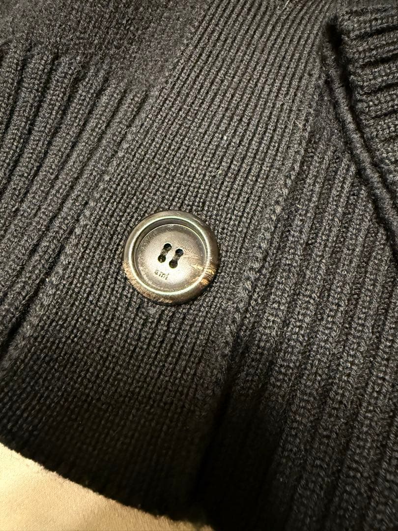 やちる　AMI PARIS 黒のハート刺繍カーディガン サイズXL