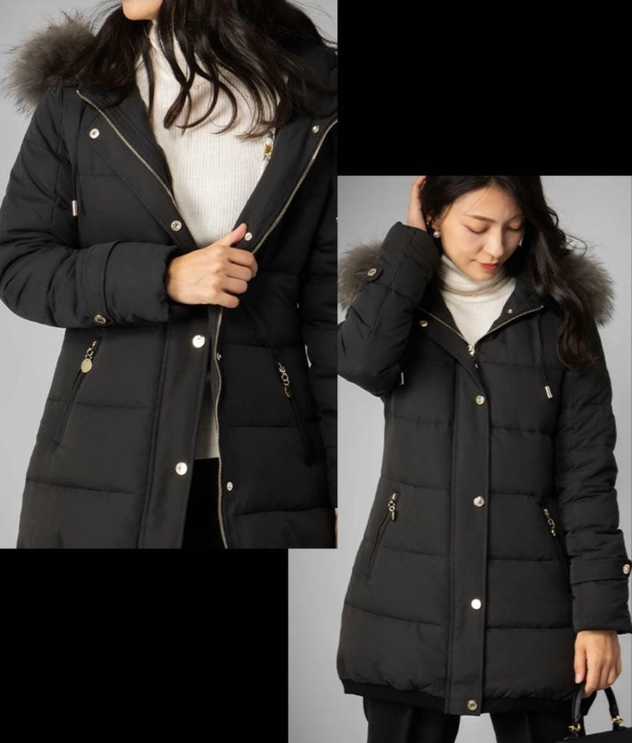 La Mode ダウンジャケット ラクーンファー フェザー 細見え 40