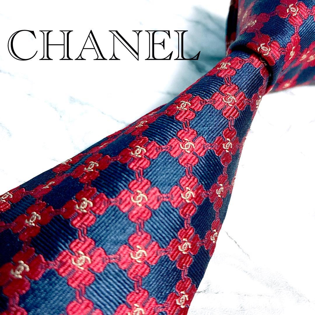 ✨極美品✨使用感なし✨CHANEL ココマーク　クローバー　ブラック　ネクタイ