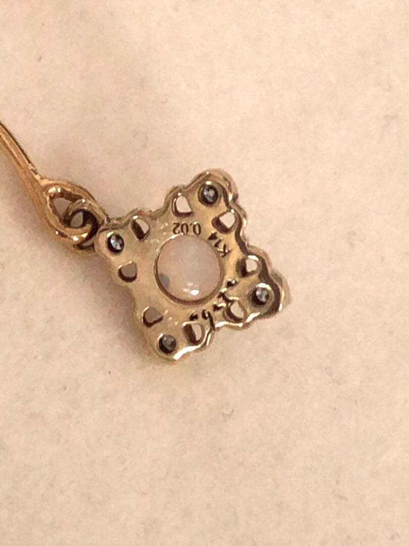 美品♡アガット K18/K14 オパール ダイヤモンド ピアス クラシック調