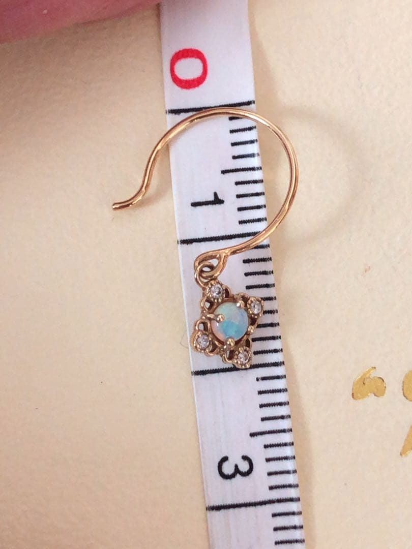 美品♡アガット K18/K14 オパール ダイヤモンド ピアス クラシック調