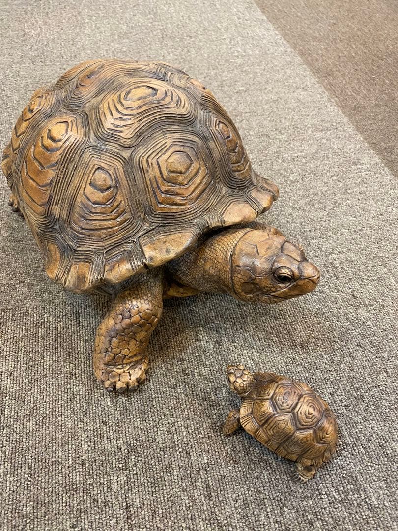 亀の親子　陶器　手作り